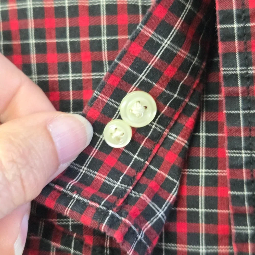Ralph Lauren Plaid Button Down Shirt Kids Size M 10-12 Red Black Long Sleeve